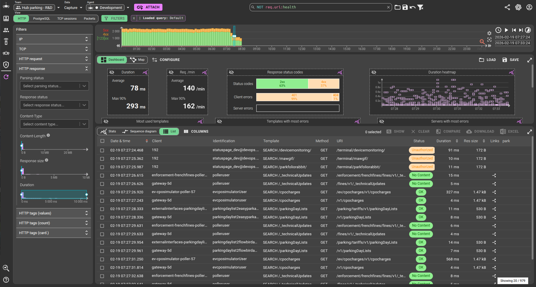 After: the redesigned Spider UI in dark mode