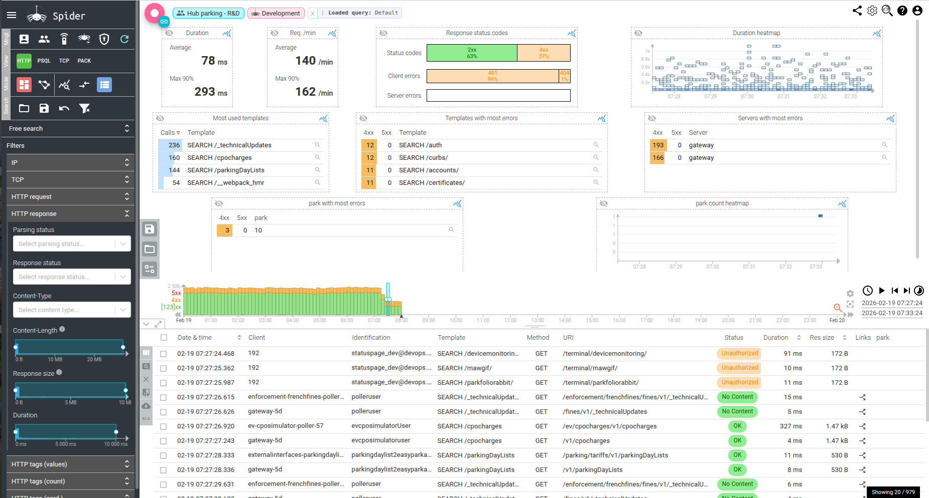Before: the previous Spider UI